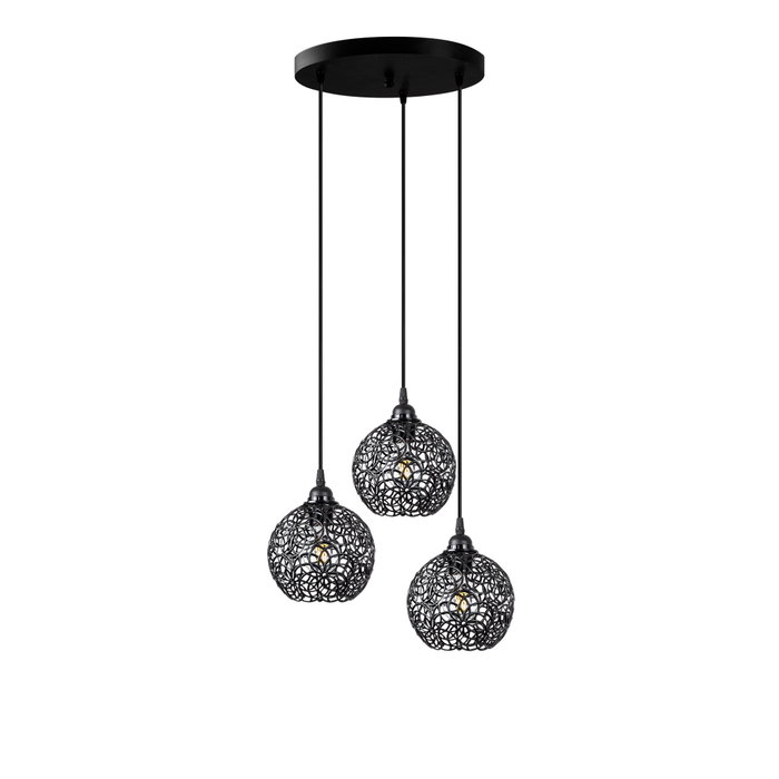 Opviq Lámpara de Araña de Metal Negro con Altura Ajustable Opviq Lámpara de Araña de Metal Negro con Altura Ajustable